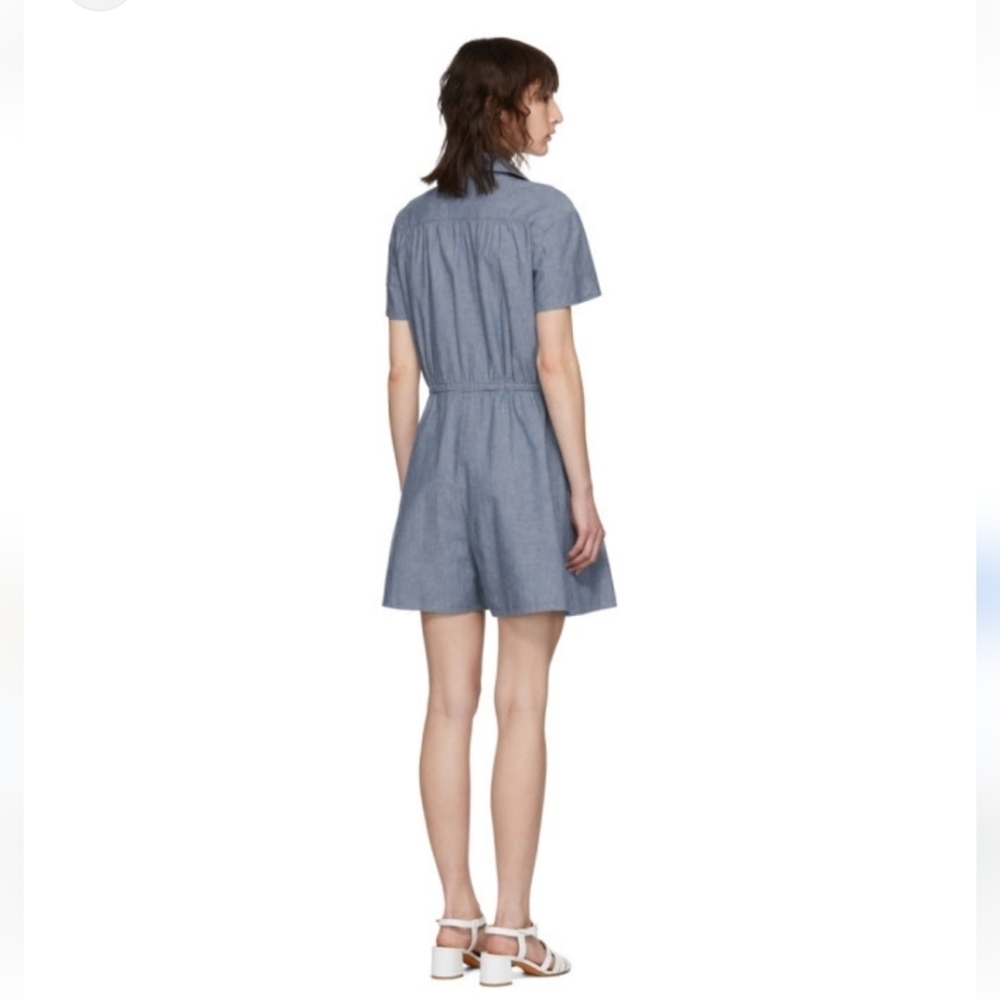 || A.P.C. || Rue Madam Paris Ursula chambrey romper, tie waist, shorts, size 36 - Picture 8 of 8